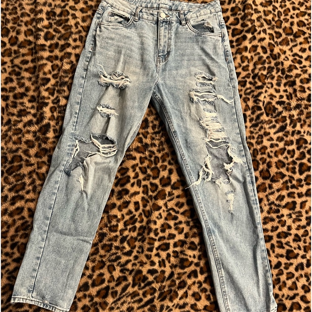 ripped blue jeans
